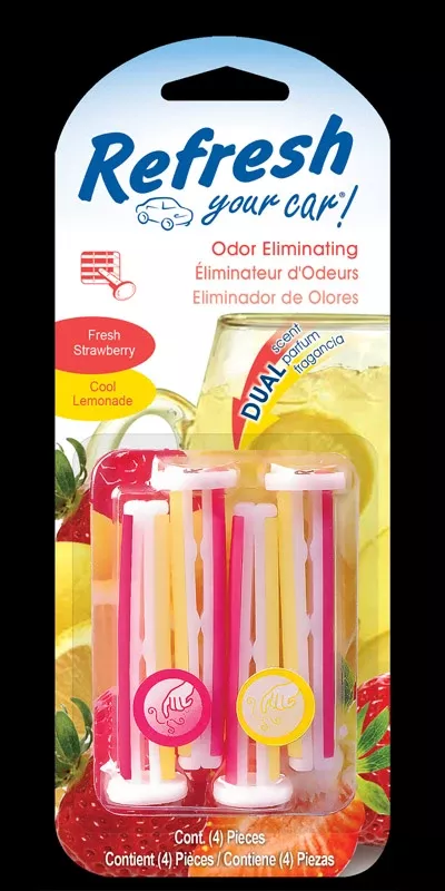 ! Fresh Strawberry/cool Lemonade Scent Car Vent Clip 0.7 Oz Solid